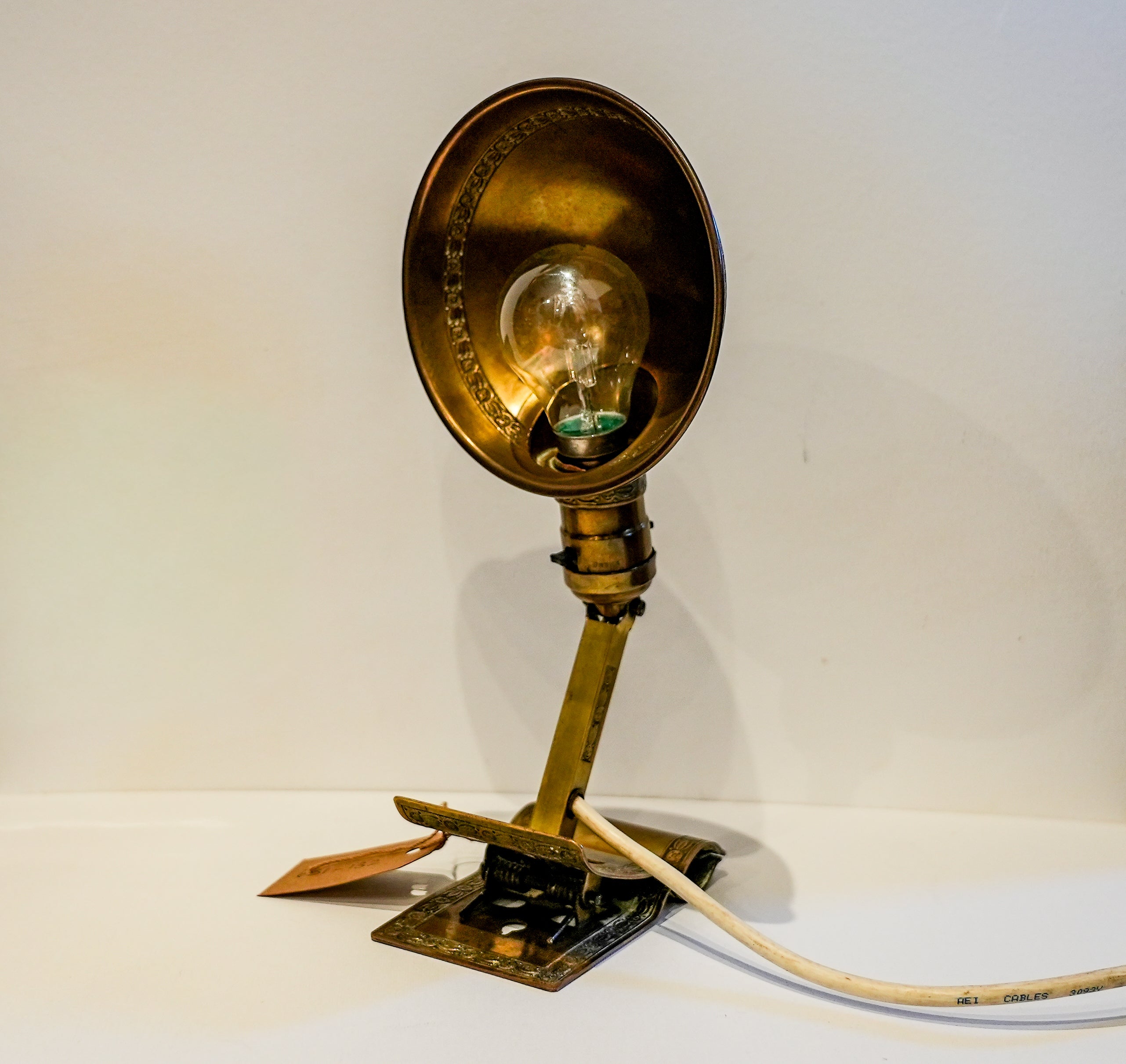 Brass Adjusto-Lite USA Desk Clip-On Lamp